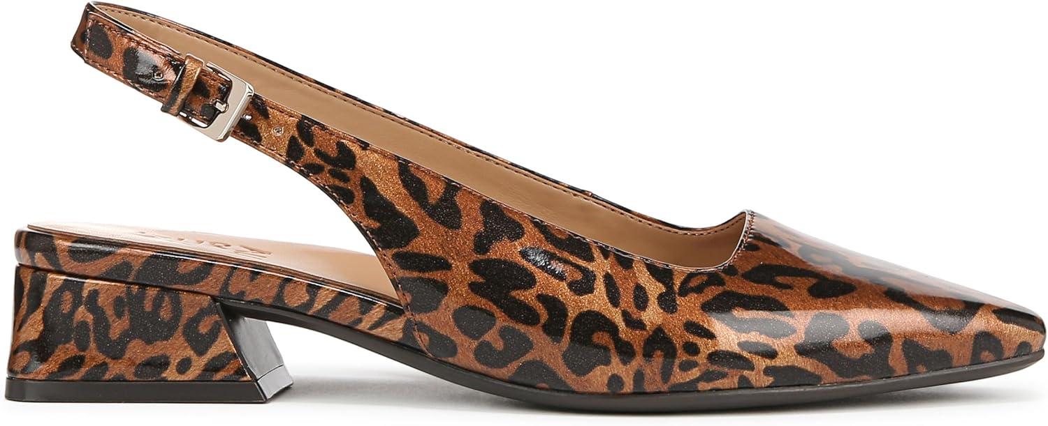imageNaturalizer Womens Ginger Snip Toe Slingbacks PumpCheetah Patent Brown