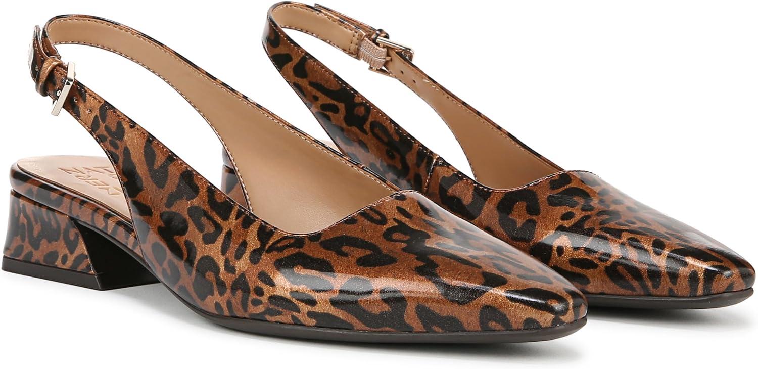 imageNaturalizer Womens Ginger Snip Toe Slingbacks PumpCheetah Patent Brown