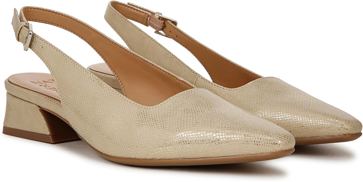 imageNaturalizer Womens Ginger Snip Toe Slingbacks PumpGold Lizard Metallic