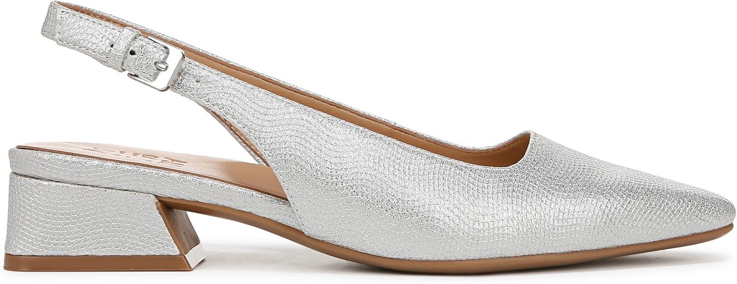 imageNaturalizer Womens Ginger Snip Toe Slingbacks PumpSilver Textured Metallic