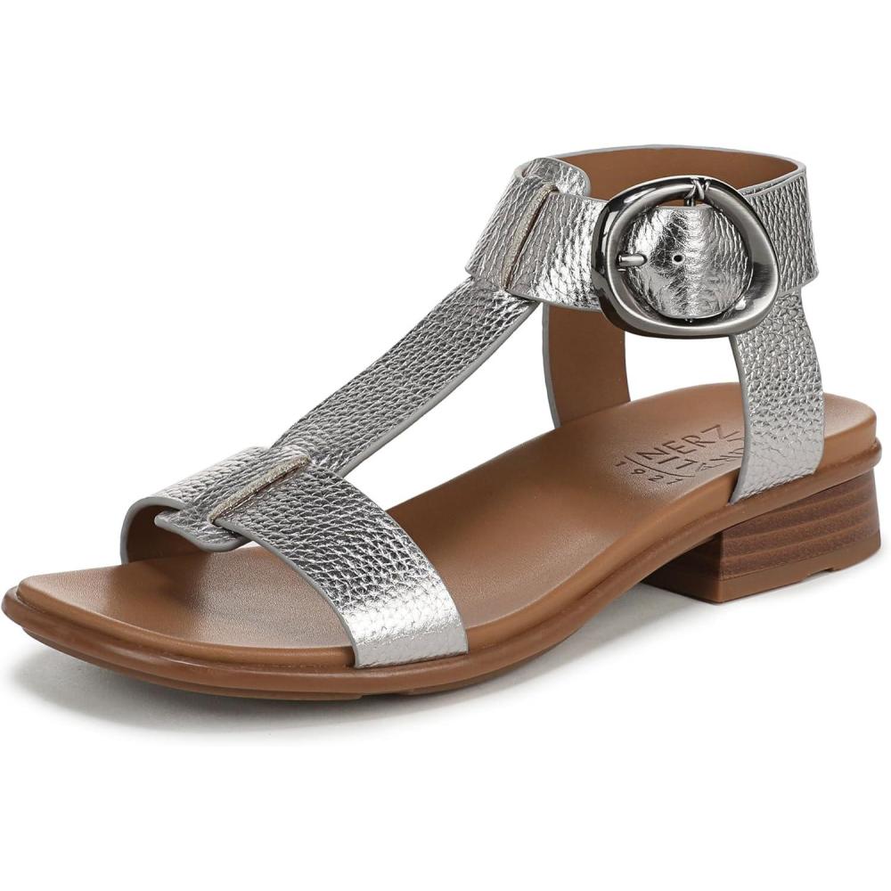 imageNaturalizer Womens Brandy Flat SandalSoft Pewter Silver Leather