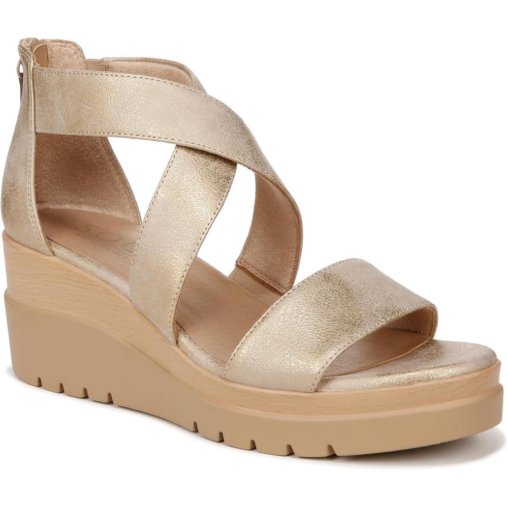 imageNaturalizer Womens Soul Goodtimes Wedge SandalGold Faux Leather