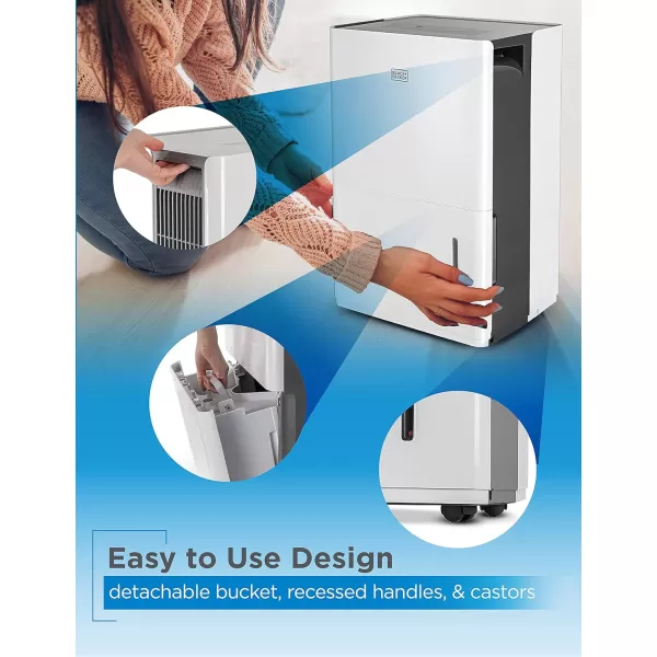 BLACK+DECKER 4500 Sq. Ft. Dehumidifier with Built-In Drain Pump for Continuous Drainage, for Large Spaces and Basements, Energy Star, Digital, BD50PMWSA, White