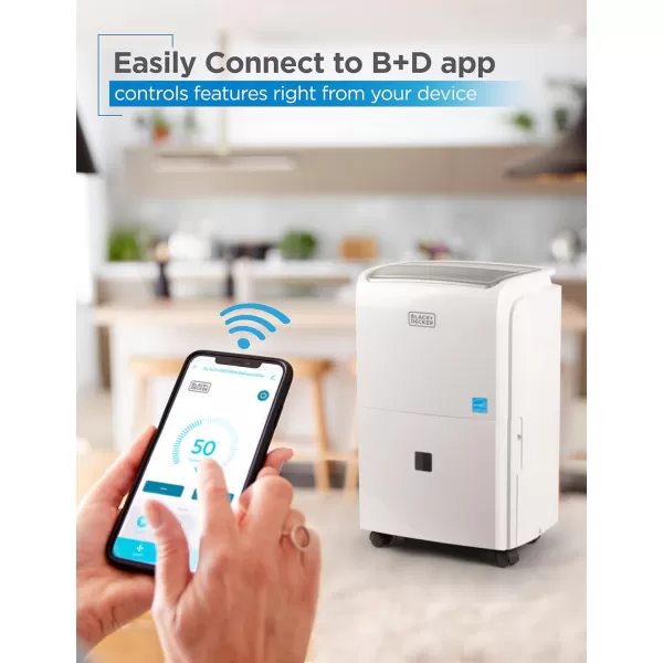 BLACK+DECKER 4500 Sq. Ft. Dehumidifier with Built-In Drain Pump for Continuous Drainage, for Large Spaces and Basements, Energy Star, Digital, BD50PMWSA, White