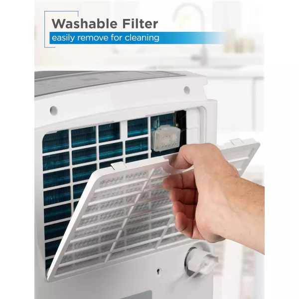 BLACK+DECKER 4500 Sq. Ft. Dehumidifier with Built-In Drain Pump for Continuous Drainage, for Large Spaces and Basements, Energy Star, Digital, BD50PMWSA, White