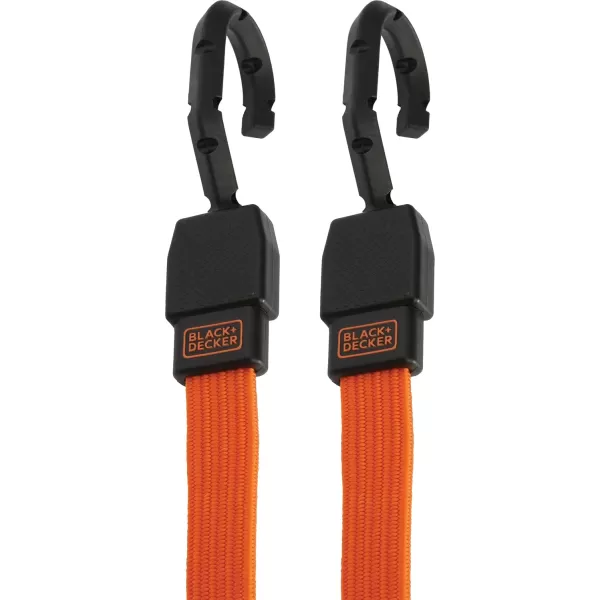 BLACK+DECKER BDX1010 Black/Orange 24" Flat Bungee Cord Straps, 2 Pack