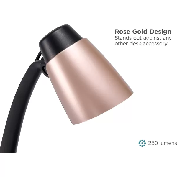BLACK+DECKER Modern LED Desk Lamp, 3.5W, Rose Gold 
