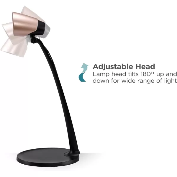 BLACK+DECKER Modern LED Desk Lamp, 3.5W, Rose Gold 