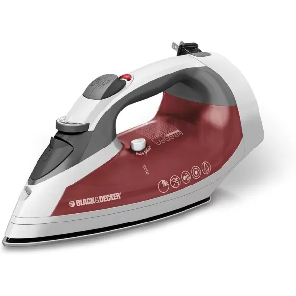 BLACK+DECKER ICR07X Xpress Steam Cord Reel Iron, White/Red, 10.4" x 13" x 12"