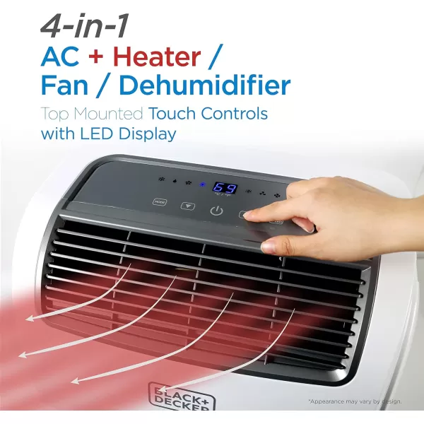 BLACK+DECKER 10,000 BTU Portable Air Conditioner up to 450 Sq.Ft. with Remote Control,White