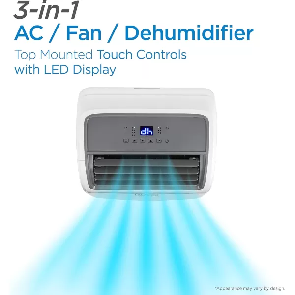 BLACK+DECKER 10,000 BTU Portable Air Conditioner up to 450 Sq.Ft. with Remote Control,White
