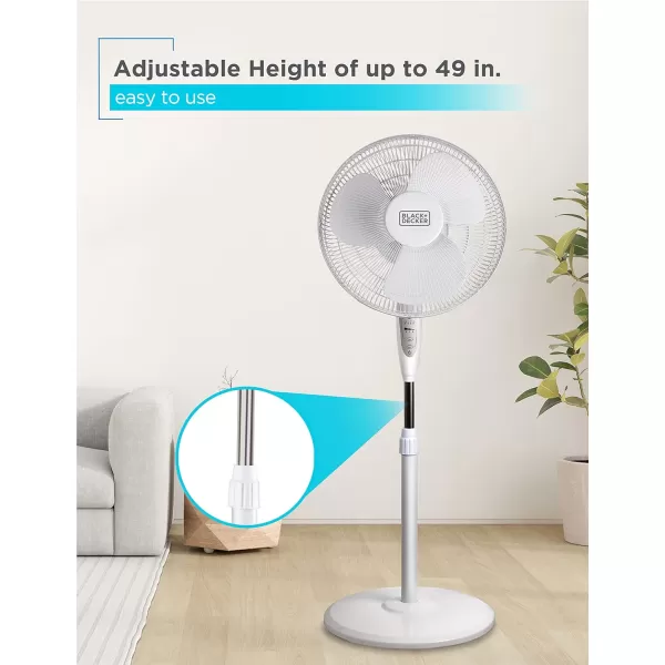 BLACK+DECKER 18-Inch Stand Fan with Pedestal Base, Height Adjustable Pedestal Fan with Remote and Touch Control Panel, Free Standing Fan with 90-Degree Oscillating and 3-Speed Settings, Black