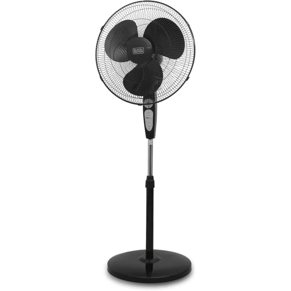 BLACK+DECKER 18-Inch Stand Fan with Pedestal Base, Height Adjustable Pedestal Fan with Remote and Touch Control Panel, Free Standing Fan with 90-Degree Oscillating and 3-Speed Settings, Black