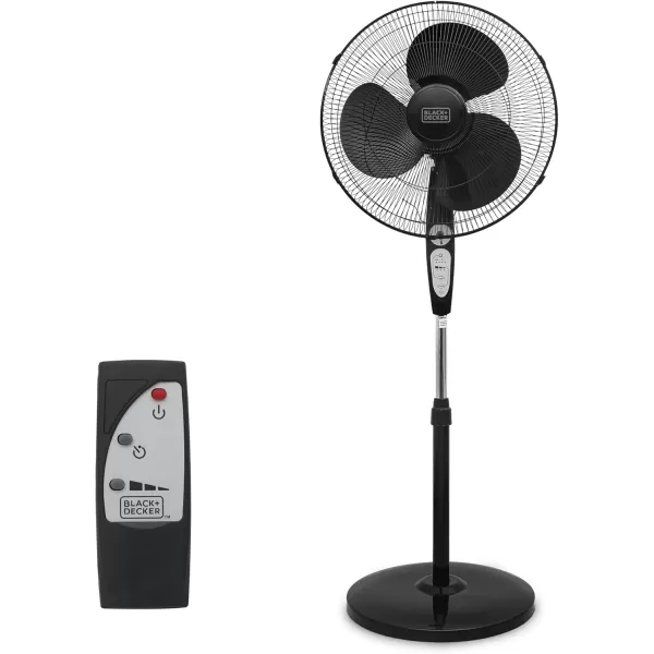 BLACK+DECKER 18-Inch Stand Fan with Pedestal Base, Height Adjustable Pedestal Fan with Remote and Touch Control Panel, Free Standing Fan with 90-Degree Oscillating and 3-Speed Settings, Black