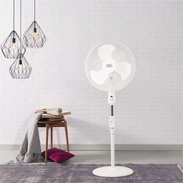 BLACK+DECKER 18-Inch Stand Fan with Pedestal Base, Height Adjustable Pedestal Fan with Remote and Touch Control Panel, Free Standing Fan with 90-Degree Oscillating and 3-Speed Settings, Black