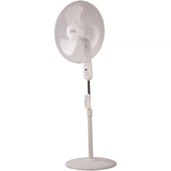 BLACK+DECKER 18-Inch Stand Fan with Pedestal Base, Height Adjustable Pedestal Fan with Remote and Touch Control Panel, Free Standing Fan with 90-Degree Oscillating and 3-Speed Settings, Black