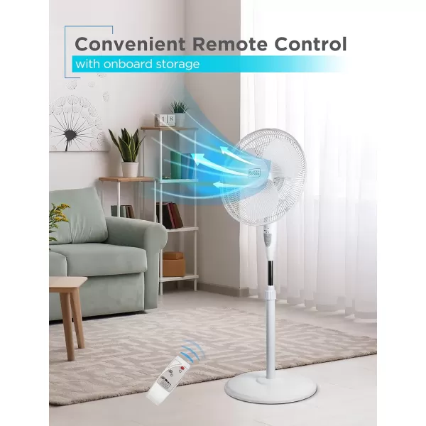 BLACK+DECKER 18-Inch Stand Fan with Pedestal Base, Height Adjustable Pedestal Fan with Remote and Touch Control Panel, Free Standing Fan with 90-Degree Oscillating and 3-Speed Settings, Black