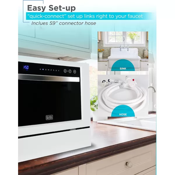BLACK+DECKER BCD6W 6 Place Setting ENERGY STAR Portable Compact Countertop Dishwasher