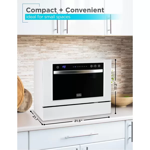 BLACK+DECKER BCD6W 6 Place Setting ENERGY STAR Portable Compact Countertop Dishwasher