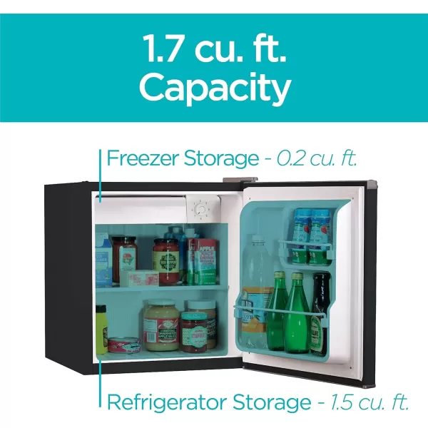 BLACK+DECKER BCRK17B Compact Refrigerator Energy Star Single Door Mini Fridge with Freezer, 1.7 Cubic Feet, Black