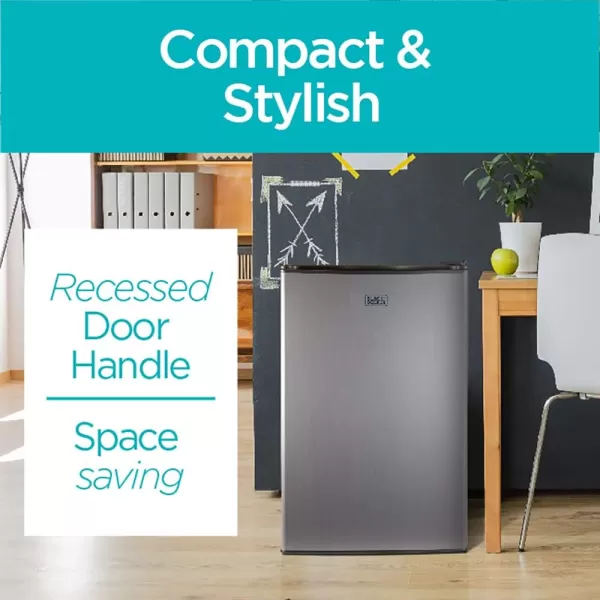 BLACK+DECKER BCRK17V Compact Refrigerator Energy Star Single Door Mini Fridge with Freezer, 1.7 Cubic Ft., VCM, Silver