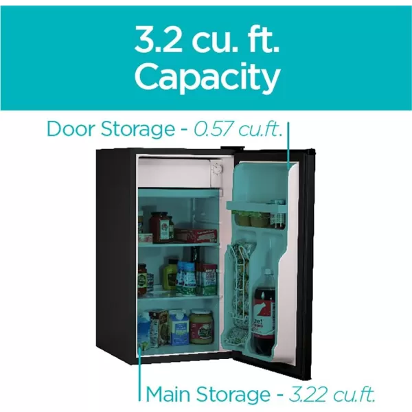 BLACK+DECKER BCRK32B Compact Refrigerator Energy Star Single Door Mini Fridge with Freezer, 3.2 Cubic Feet, Black