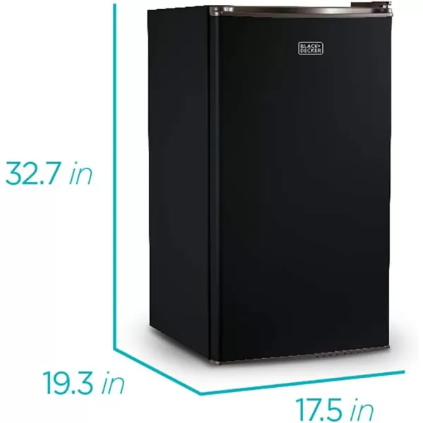 BLACK+DECKER BCRK32B Compact Refrigerator Energy Star Single Door Mini Fridge with Freezer, 3.2 Cubic Feet, Black