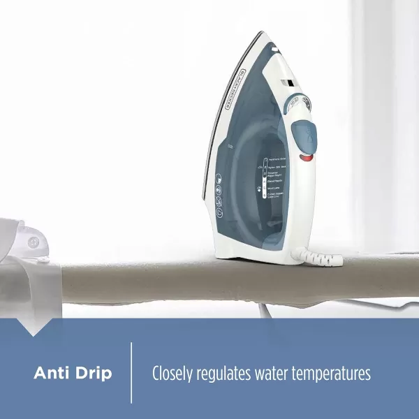 BLACK+DECKER Easy Steam Compact Iron, IR40V, Nonstick Plate, SmartSteam, Anti-Drip, Auto Shutoff