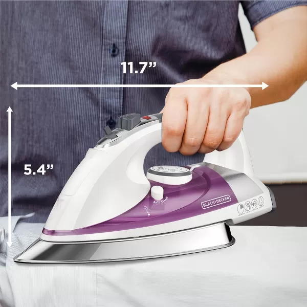 BLACK+DECKER IR1350S Professional Steam Iron with Stainless Steel Soleplate and Extra-Long Cord, Purple