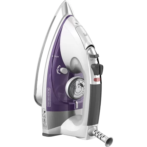 BLACK+DECKER IR1350S Professional Steam Iron with Stainless Steel Soleplate and Extra-Long Cord, Purple