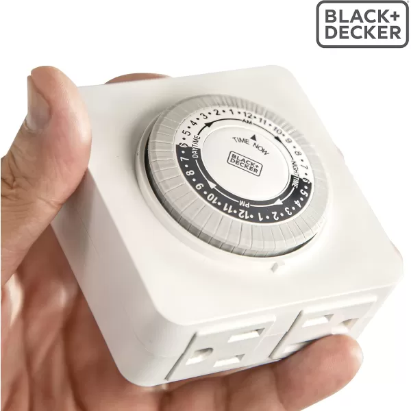 BLACK+DECKER Light Timers, Indoor, Programmable, 2 Pack, with 2 Grounded Outlets- Analog Timer Outlet with 30 Minute Intervals for Lights, Lamps, Appliances - Electric Timer with Override Switch