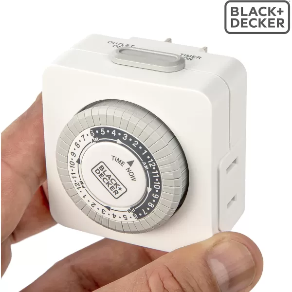 BLACK+DECKER Light Timers, Indoor, Programmable, 2 Pack, with Polarized Outlet - Analog Timer Outlet with 30 Minute Intervals for Lights, Lamps, Appliances - Electric Timer with Override Switch