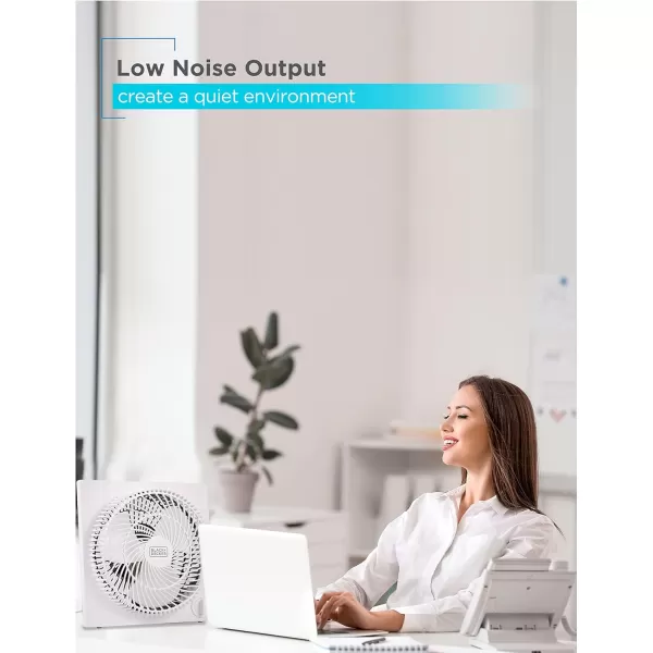 BLACK+DECKER Mini Box Fan Tabletop Quiet 9 Inch Desk Box Fans Frameless BFB09W White