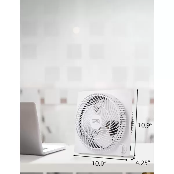 BLACK+DECKER Mini Box Fan Tabletop Quiet 9 Inch Desk Box Fans Frameless BFB09W White