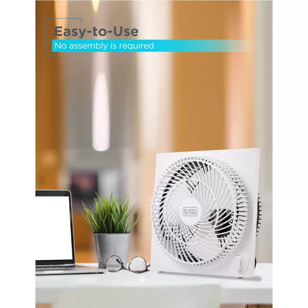 BLACK+DECKER Mini Box Fan Tabletop Quiet 9 Inch Desk Box Fans Frameless BFB09W White
