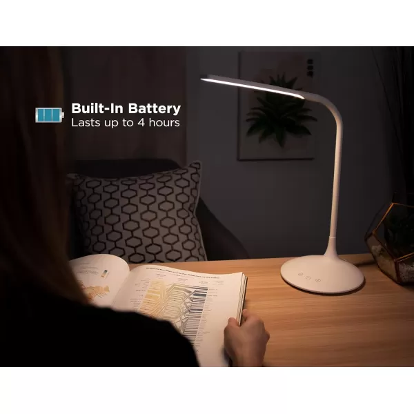 BLACK+DECKER Office Battery LED Desk Lamp, 12-5/8"H, White