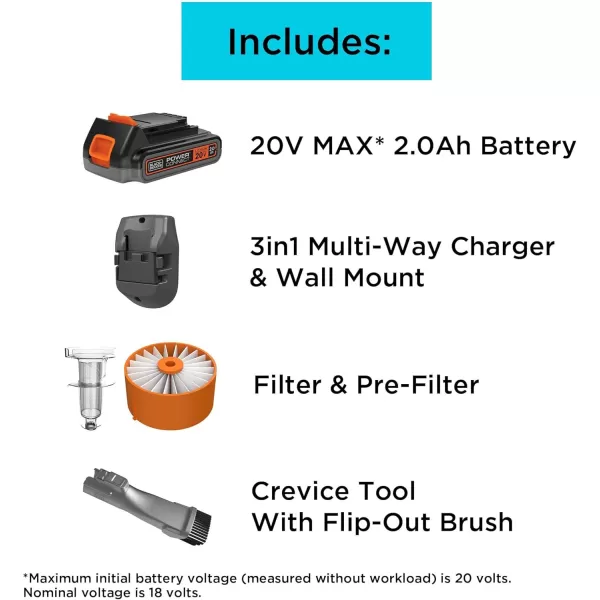 BLACK+DECKER POWERSERIES Extreme Cordless Stick Vacuum Cleaner with Removable 20V MAX Battery and Vacuum Accessories 