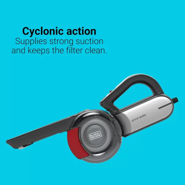 BLACK+DECKER Pivot Vac 12V DC Car Handheld Vacuum, Black 