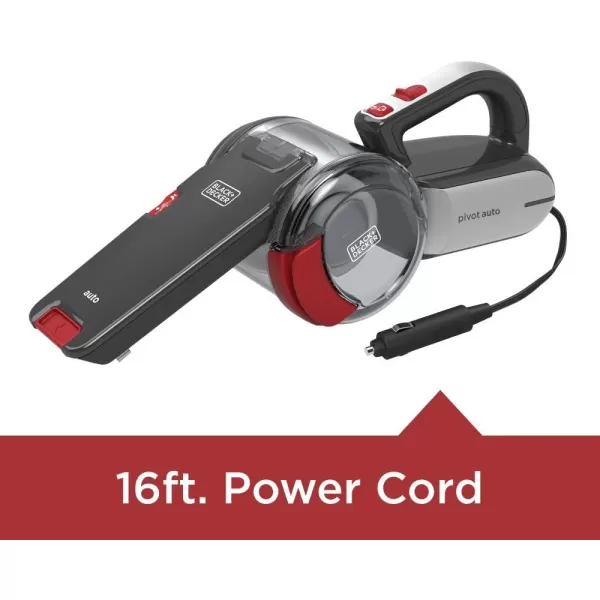 BLACK+DECKER Pivot Vac 12V DC Car Handheld Vacuum, Black 
