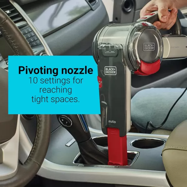 BLACK+DECKER Pivot Vac 12V DC Car Handheld Vacuum, Black 
