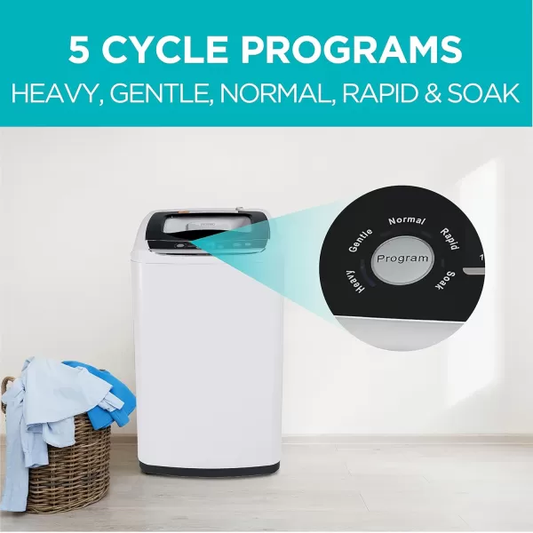 BLACK+DECKER Small Portable Washer, Washing Machine for Household Use, Portable Washer 0.9 Cu. Ft. with 5 Cycles, Transparent Lid &amp; LED Display