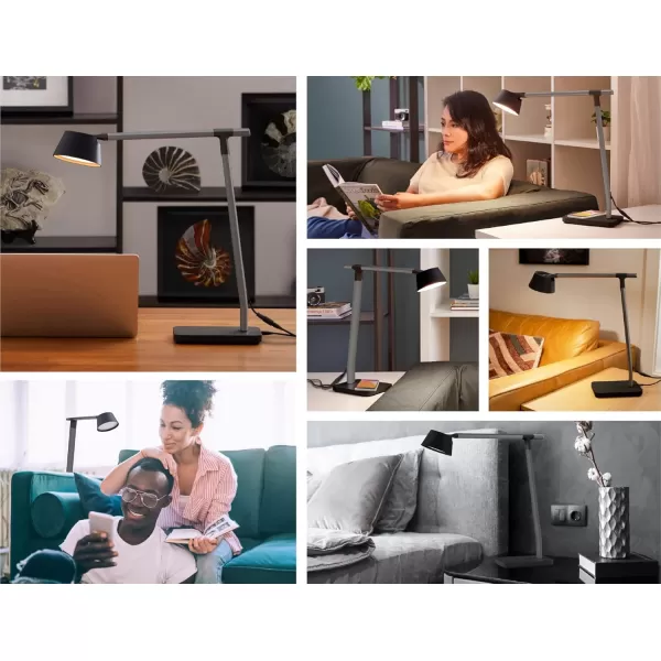 BLACK+DECKER Verve Designer Desk Lamp with Qi Wireless Charger, True White LED + 16M RGB Colors