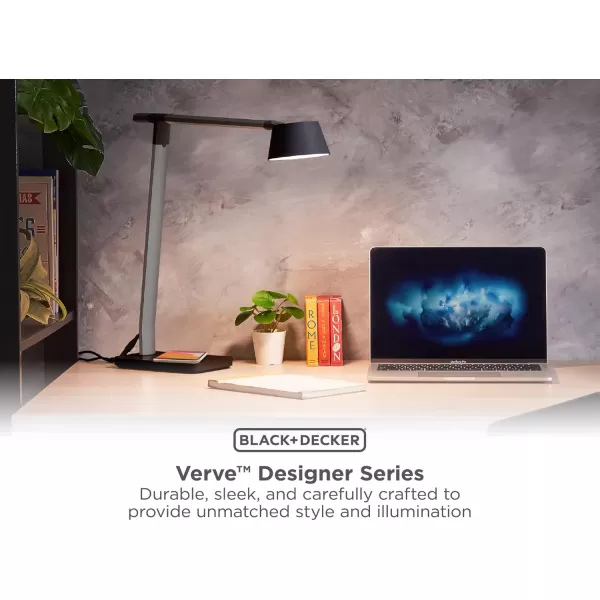 BLACK+DECKER Verve Designer Desk Lamp with Qi Wireless Charger, True White LED + 16M RGB Colors