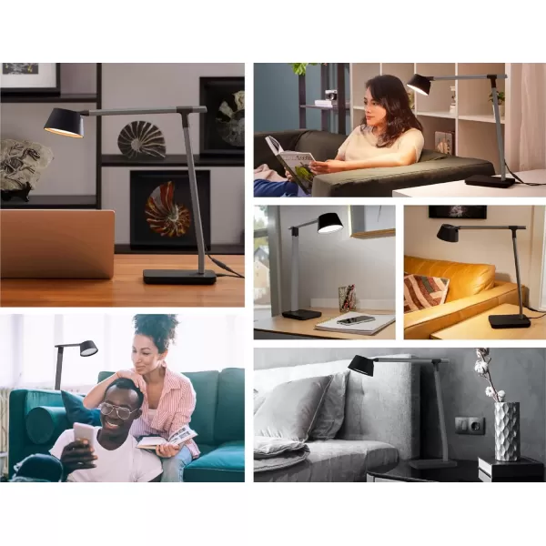 BLACK+DECKER Verve Designer Desk Lamp with USB Charging Port, True White LED + 16M RGB Colors