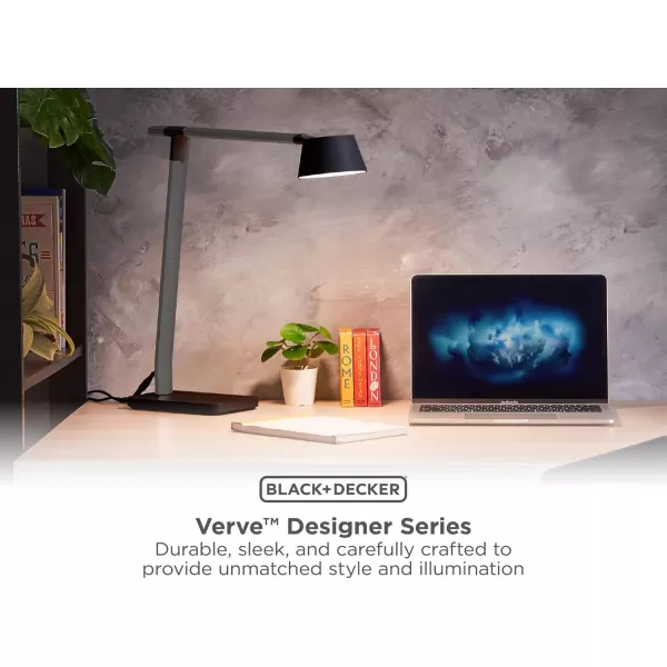 BLACK+DECKER Verve Designer Desk Lamp with USB Charging Port, True White LED + 16M RGB Colors