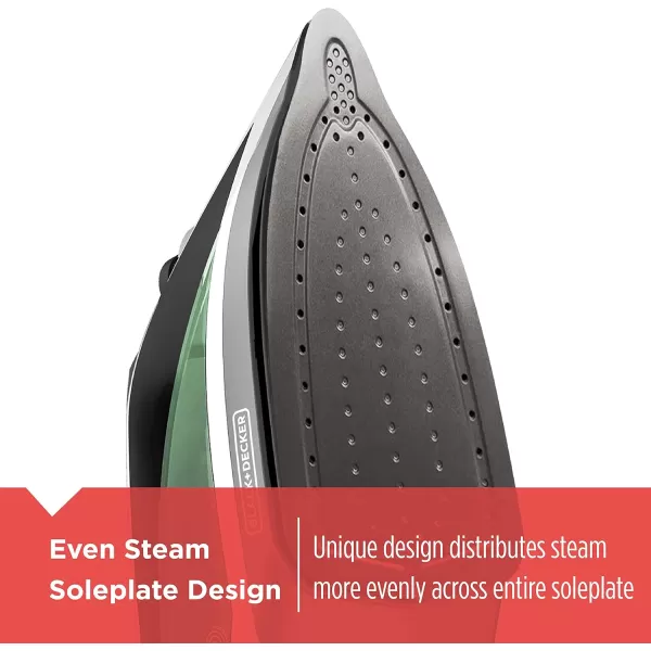 BLACK+DECKER Vitessa Advanced Steam Iron, ICR2020, Even Steam Nonstick Soleplate, Auto Shutoff, Tangle-Free Retractabel Cord, Green