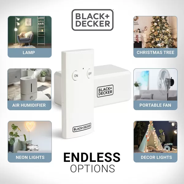 BLACK+DECKER Wireless Remote-Control Outlet, 1 Polarized Outlet, 1 Remote - Premium Light Switches