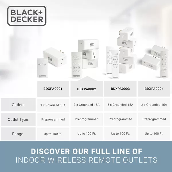 BLACK+DECKER Wireless Remote-Control Outlet, Pack of 3 Outlets, 1 Remote - Premium Light Switches