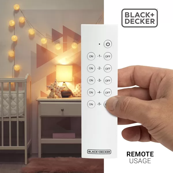 BLACK+DECKER Wireless Remote-Control Outlet, Pack of 5 Outlets, 2 Remotes - Premium Light Switches