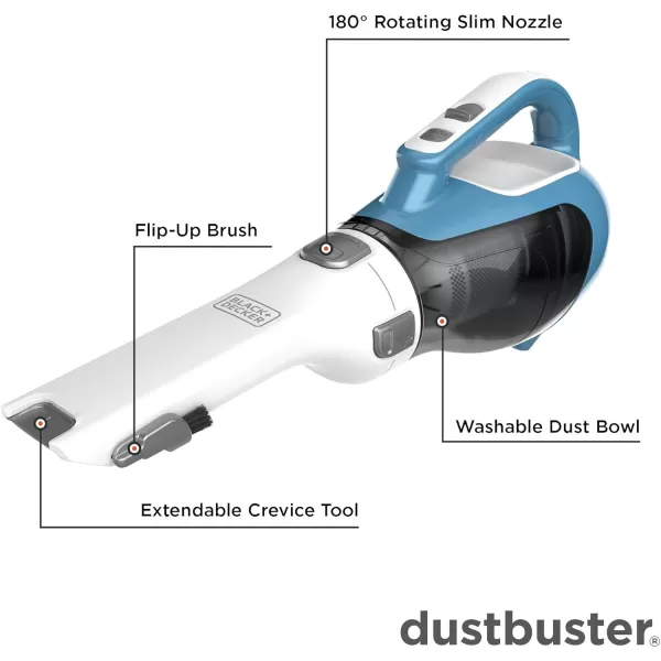 BLACK+DECKER dustbuster AdvancedClean Cordless Handheld Vacuum, Compact Home and Car Vacuum with Crevice Tool 